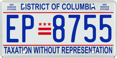 DC license plate EP8755