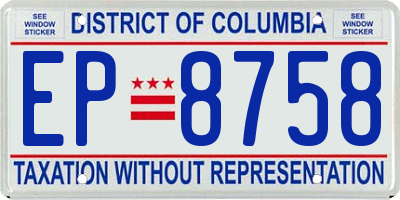 DC license plate EP8758
