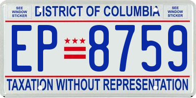 DC license plate EP8759