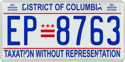 DC license plate EP8763