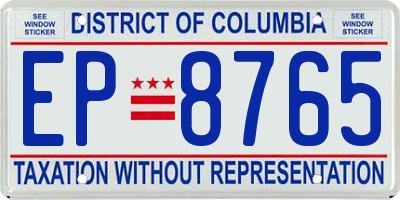 DC license plate EP8765