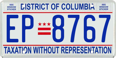 DC license plate EP8767