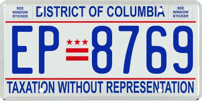 DC license plate EP8769