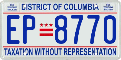 DC license plate EP8770