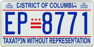 DC license plate EP8771