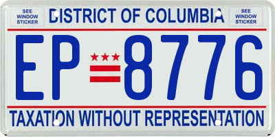 DC license plate EP8776