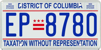 DC license plate EP8780