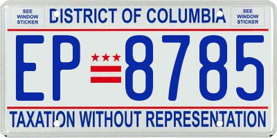 DC license plate EP8785