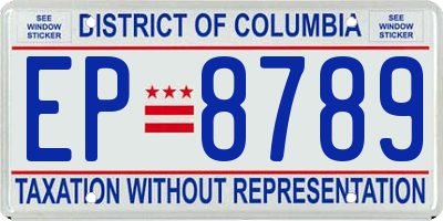 DC license plate EP8789