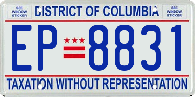 DC license plate EP8831