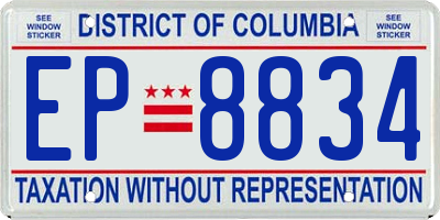 DC license plate EP8834