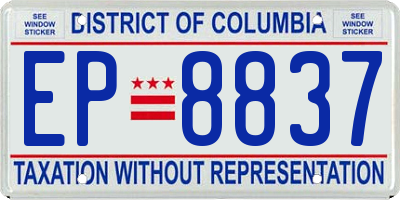 DC license plate EP8837
