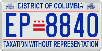 DC license plate EP8840