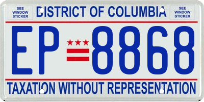 DC license plate EP8868