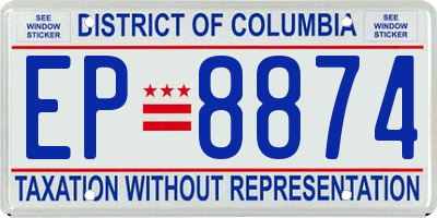 DC license plate EP8874