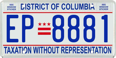DC license plate EP8881