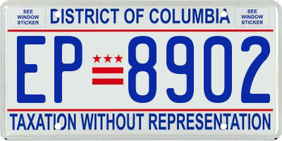 DC license plate EP8902