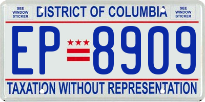 DC license plate EP8909