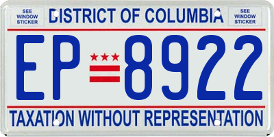 DC license plate EP8922