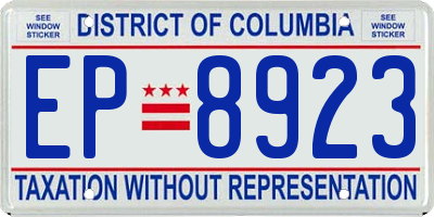DC license plate EP8923