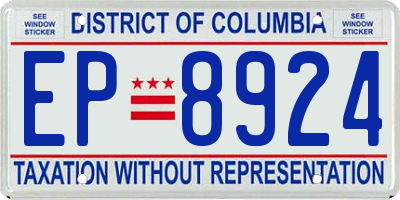 DC license plate EP8924