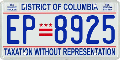 DC license plate EP8925