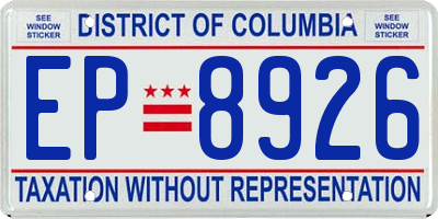 DC license plate EP8926