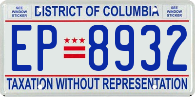 DC license plate EP8932