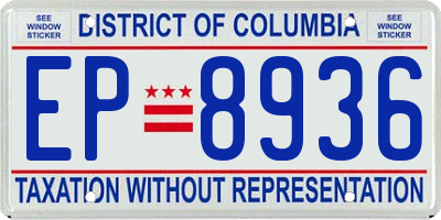 DC license plate EP8936