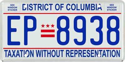 DC license plate EP8938