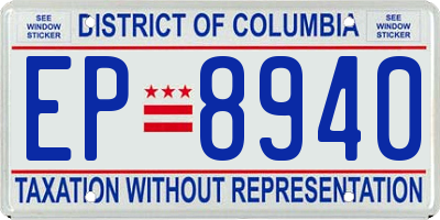 DC license plate EP8940