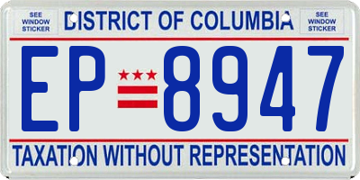 DC license plate EP8947