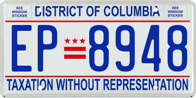DC license plate EP8948