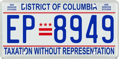 DC license plate EP8949