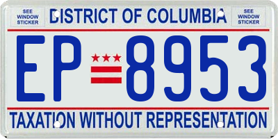 DC license plate EP8953