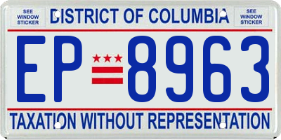 DC license plate EP8963