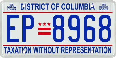 DC license plate EP8968