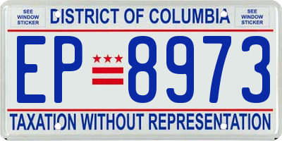 DC license plate EP8973