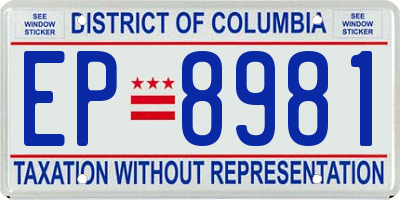 DC license plate EP8981