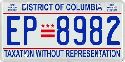 DC license plate EP8982