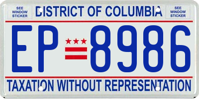 DC license plate EP8986