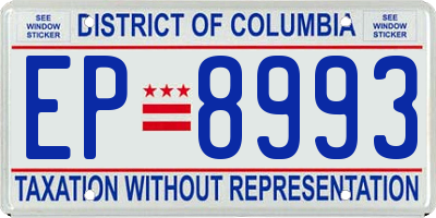 DC license plate EP8993