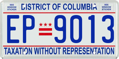 DC license plate EP9013