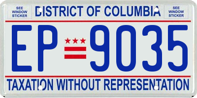 DC license plate EP9035