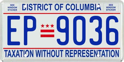 DC license plate EP9036