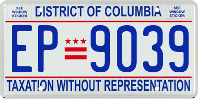 DC license plate EP9039