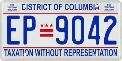 DC license plate EP9042