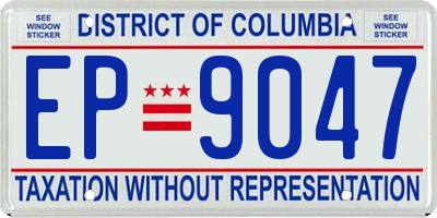 DC license plate EP9047