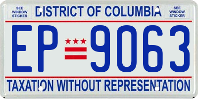 DC license plate EP9063