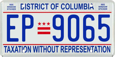 DC license plate EP9065